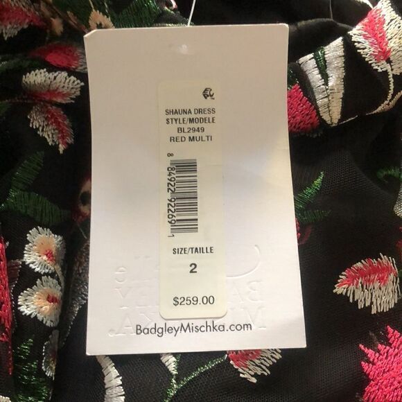 Belle Badgley Mischka Shauna SZ 2 Cold-Shoulder Embroidery Dress NWT - Picture 9 of 10